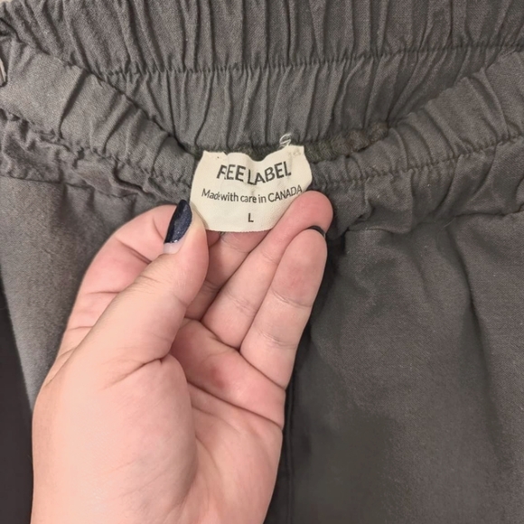 Free Label Loretta Wide Leg Pants Cotton Crepe Green L - Picture 3 of 7